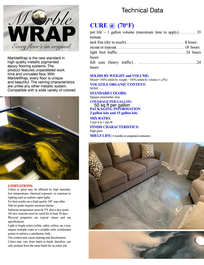 Marble WRAP Epoxy Kits, Metallic Coatings
